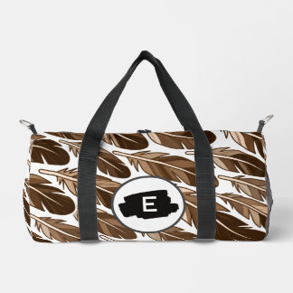 Custom Boho Feather Monogram Small Duffel Bag  ダッフルバッグ