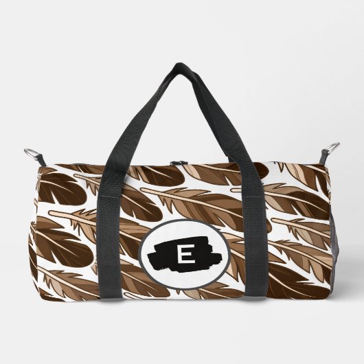 Custom Boho Feather Monogram Small Duffel Bag  ダッフルバッグ (正面)