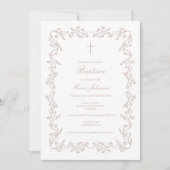 Custom Boho floral girl Baptism Invitation 招待状 (正面)