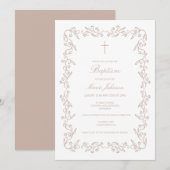 Custom Boho floral girl Baptism Invitation 招待状 (正面/裏面)