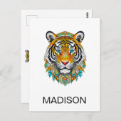 Custom Boho Hippie Floral Year of the Tiger  ポストカード (正面/裏面)