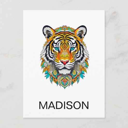 Custom Boho Hippie Floral Year of the Tiger  ポストカード (正面)