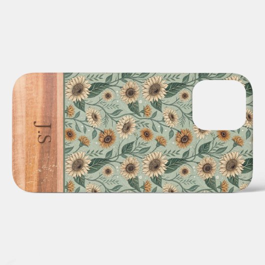 Custom Boho Sunflowers Wood Effect Case-Mate iPhoneケース (裏面 (横))