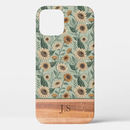 Custom Boho Sunflowers Wood Effect Case-Mate iPhoneケース (裏面)