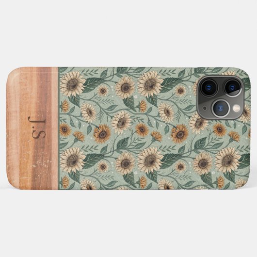 Custom Boho Sunflowers Wood Effect Case-Mate iPhoneケース (裏面(横))