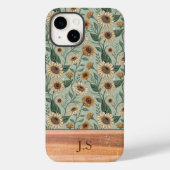 Custom Boho Sunflowers Wood Effect Case-Mate iPhoneケース (裏面)