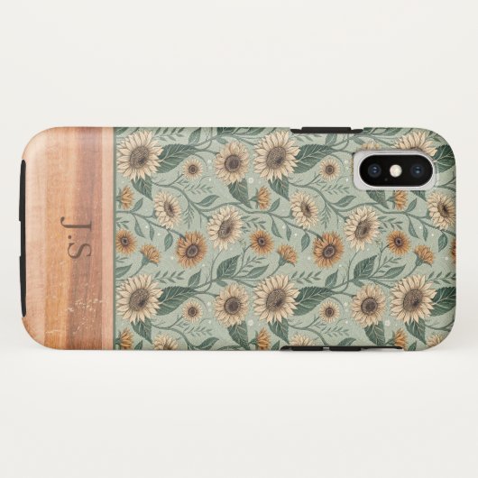 Custom Boho Sunflowers Wood Effect Case-Mate iPhoneケース (裏面(横))