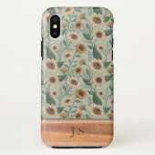 Custom Boho Sunflowers Wood Effect Case-Mate iPhoneケース (裏面)