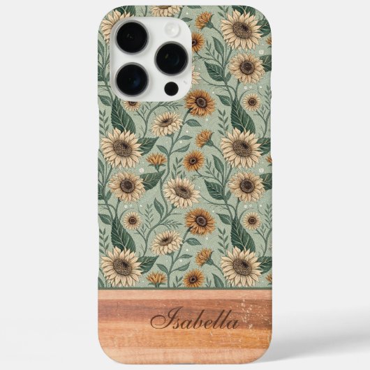 Custom Boho Sunflowers Wood Effect Case-Mate iPhoneケース (裏面)