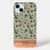 Custom Boho Sunflowers Wood Effect Case-Mate iPhoneケース (裏面)