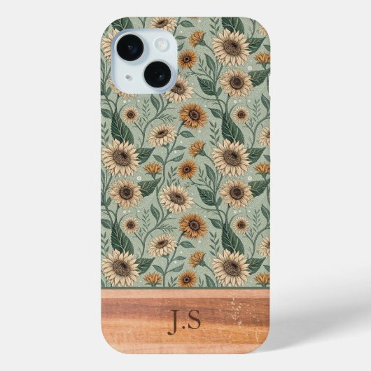 Custom Boho Sunflowers Wood Effect Case-Mate iPhoneケース (裏面)