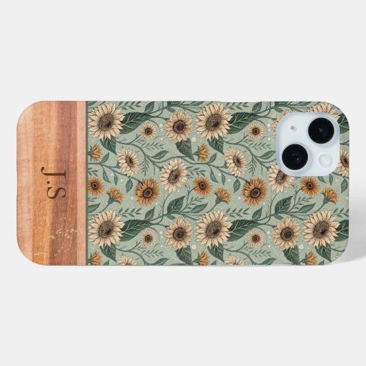 Custom Boho Sunflowers Wood Effect Case-Mate iPhoneケース (裏面 (横))