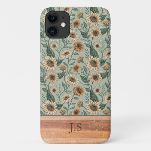 Custom Boho Sunflowers Wood Effect Case-Mate iPhoneケース (裏面)