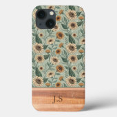 Custom Boho Sunflowers Wood Effect Case-Mate iPhoneケース (裏面)
