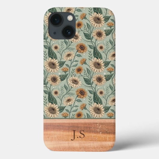 Custom Boho Sunflowers Wood Effect Case-Mate iPhoneケース (裏面)