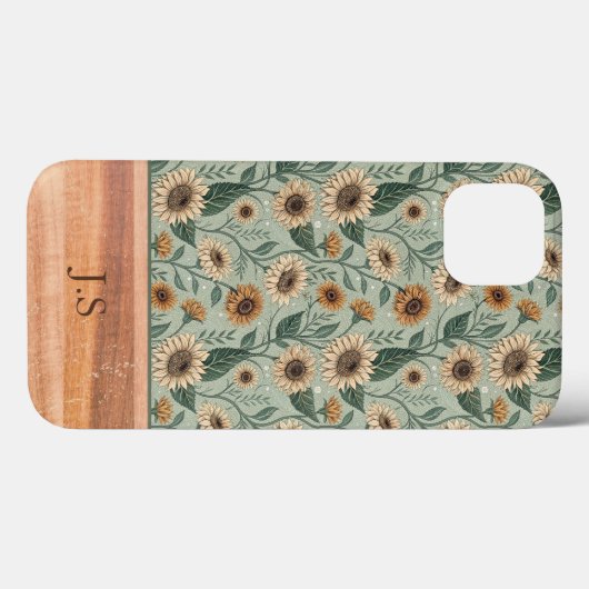 Custom Boho Sunflowers Wood Effect Case-Mate iPhoneケース (裏面 (横))