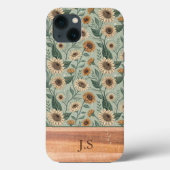 Custom Boho Sunflowers Wood Effect Case-Mate iPhoneケース (裏面)