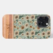 Custom Boho Sunflowers Wood Effect iPhoneケース (裏面横)