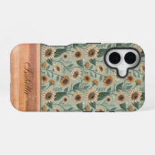 Custom Boho Sunflowers Wood Effect iPhone 16ケース (裏面横)
