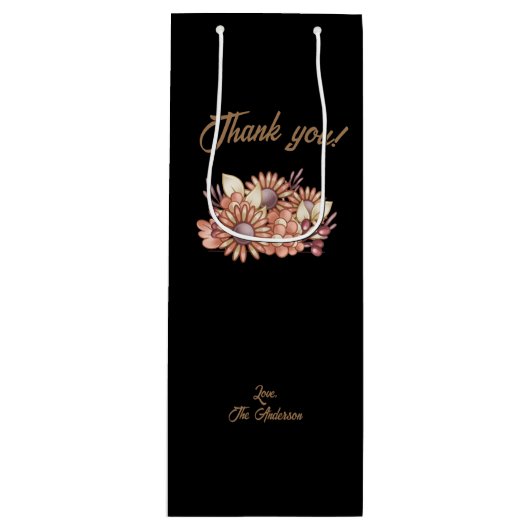 Custom Boho Thank you!  ワインギフトバッグ (正面)