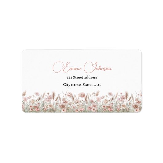 Custom Boho Wildflower Return Address Labels ラベル (正面)