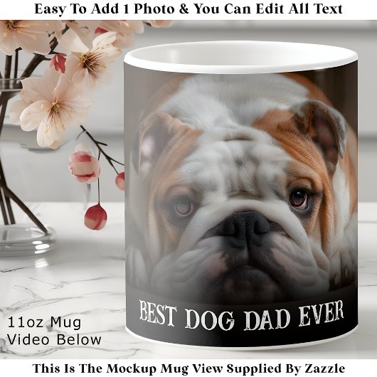 Custom Bold Personalized Dog Dad One Photo コーヒーマグカップ