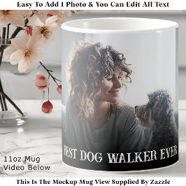 Custom Bold Personalized Dog Walker One Photo  コーヒーマグカップ