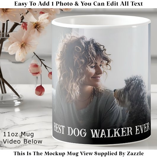 Custom Bold Personalized Dog Walker One Photo  コーヒーマグカップ
