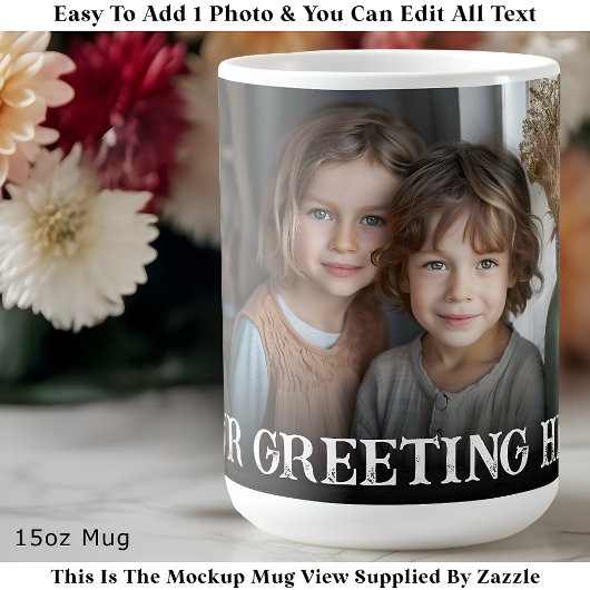 Custom Bold Personalized Family One Photo コーヒーマグカップ