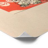 CUSTOM Bold Red Japanese Butterfly Pattern Art  ポスター (角)