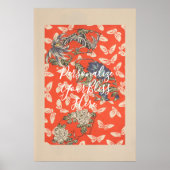 CUSTOM Bold Red Japanese Butterfly Pattern Art  ポスター (正面)