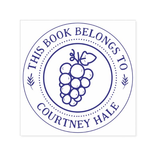 Custom Book Stamp | Handwritten Grape Round セルフインキングスタンプ (デザイン)