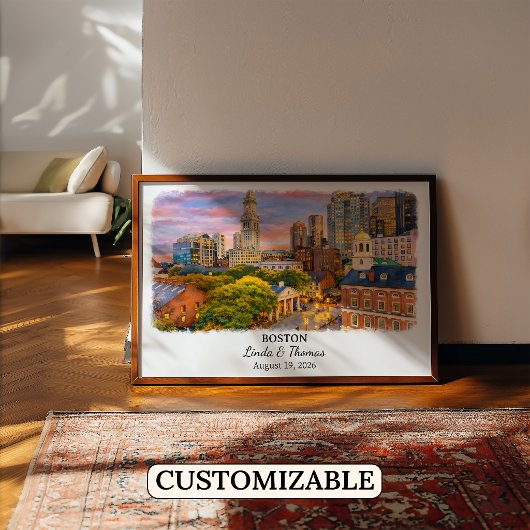 Custom Boston Wall Art, Massachusetts Poster ポスター