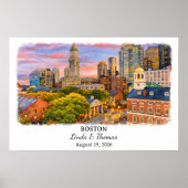 Custom Boston Wall Art, Massachusetts Poster ポスター (正面)