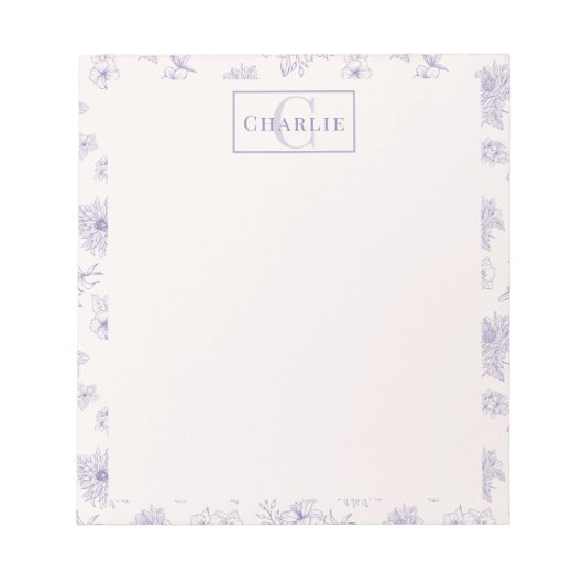 Custom Botanical Monogram Personalized Dog Cat Pet ノートパッド (正面)