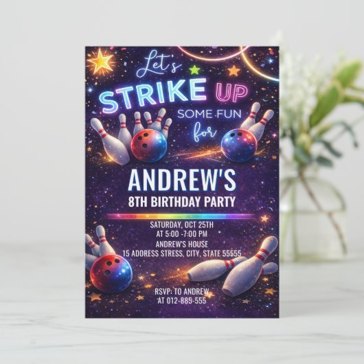 Custom bowling birthday invitation 招待状 (スタンド正面)