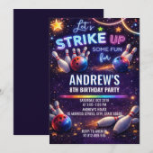 Custom bowling birthday invitation 招待状 (正面/裏面)