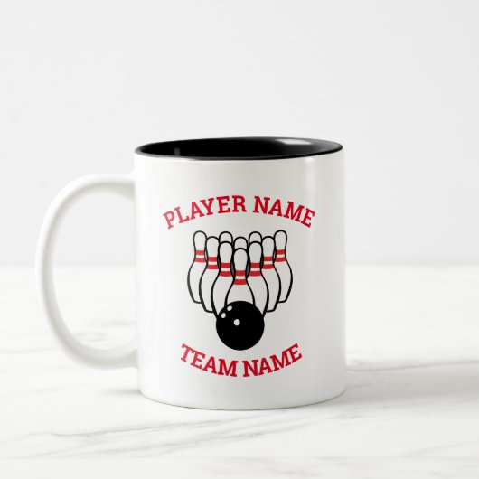 Custom Bowling Team Mug with Logo and Name ツートーンマグカップ (左)