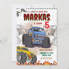 Custom Boy Monster Truck Birthday Party Invitation セーブザデート