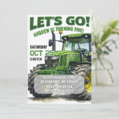 Custom Boy Tractor Birthday party Invitation 招待状 (スタンド正面)