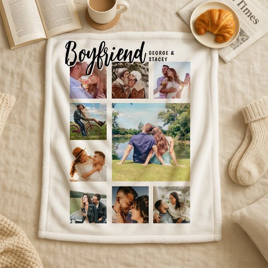 Custom Boyfriend Photo Collage シェルパブランケット
