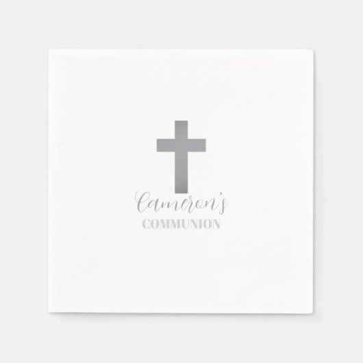 Custom Boys Cross Communion Collection  スタンダードカクテルナプキン (正面)