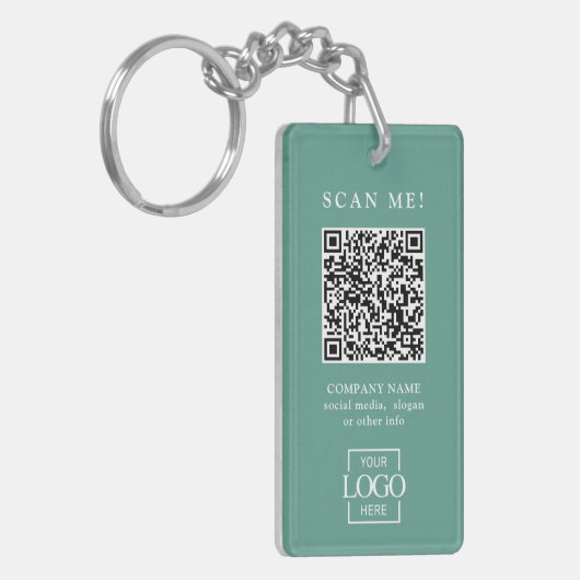 Custom Branded Business Logo QR Code Modern キーホルダー (正面左)