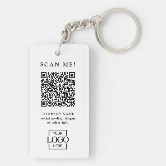 Custom Branded Business Logo QR Code Modern キーホルダー (裏面)