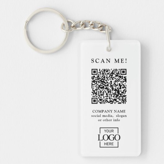 Custom Branded Business Logo QR Code Modern キーホルダー (正面)