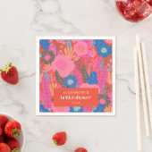 Custom Bridal Shower Boho Floral Pink Red Stylish スタンダードカクテルナプキン (インサイチュ)