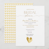Custom Bridal Shower Gold Hearts Invitation (正面/裏面)