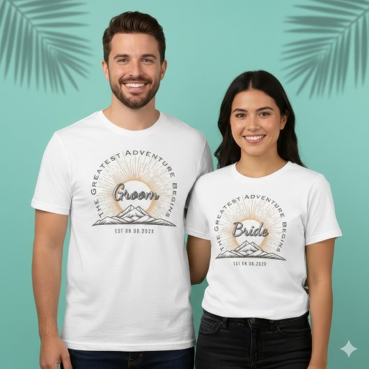 Custom Bride Mountain Sun Adventure Begins WedDay  トライブレンドＴシャツ