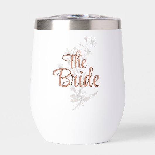 Custom Bride Rustic Boho Wildflowers Wine Tumbler (正面)