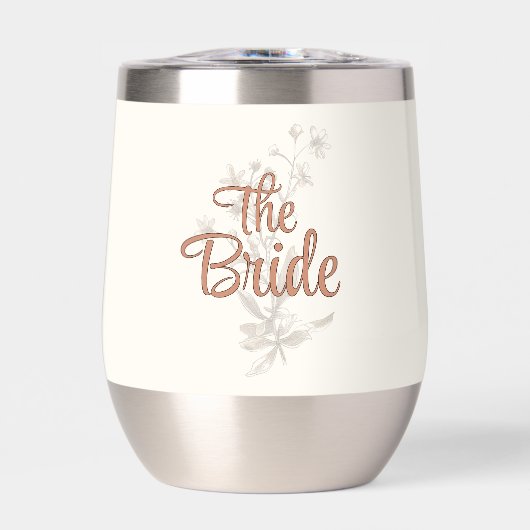 Custom Bride Rustic Boho Wildflowers Wine Tumbler (正面)